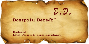 Doszpoly Dezső névjegykártya